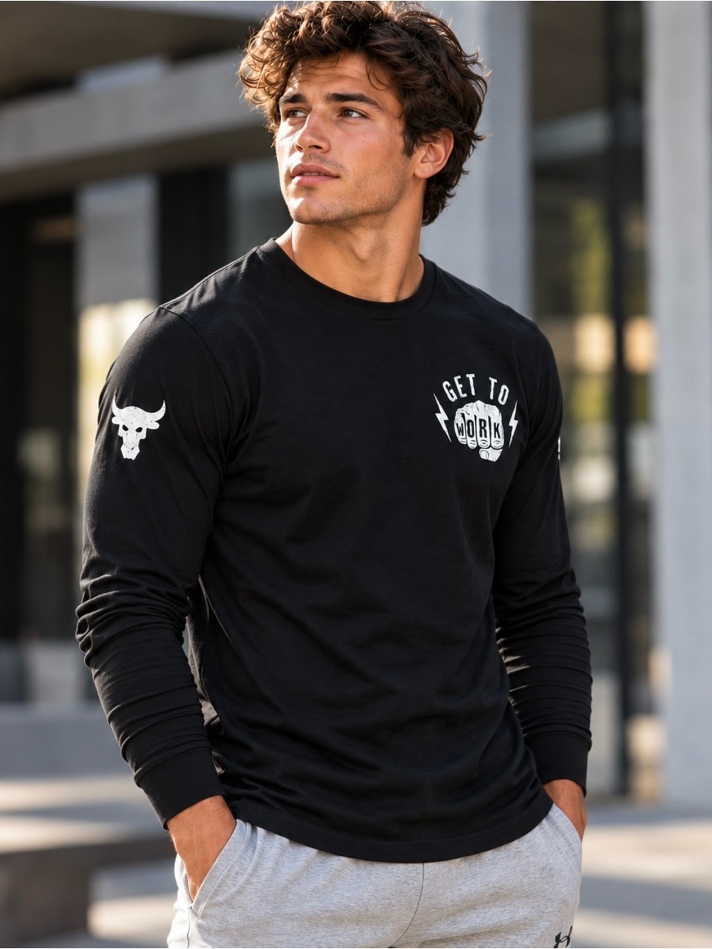 Under Armour x Project Rock “Get To Work” long-sleeve shirt Dwayne Johnson Large